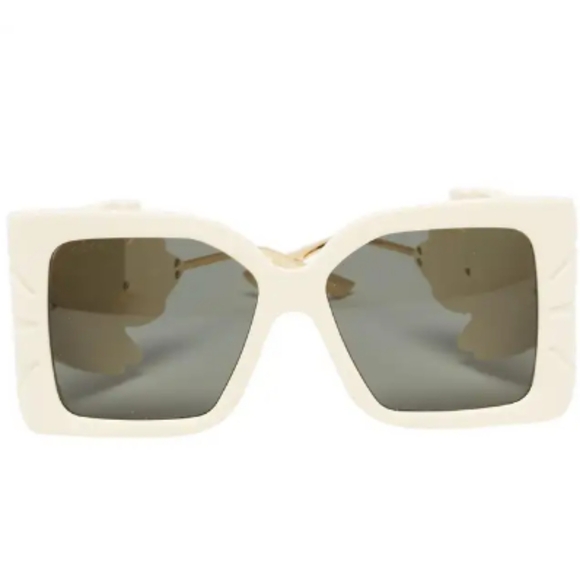 Gucci Beige /Gold GG0535S Leaf Motif Oversized Sunglasses Butterfly - Picture 6 of 8